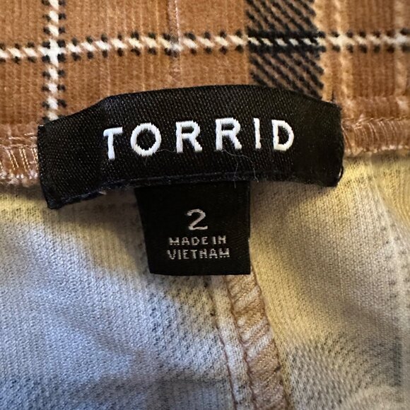 Plaid Button-Front A-Line Skirt With Pockets Torrid  Cotton Polyester  Brown Bla - Picture 5 of 6